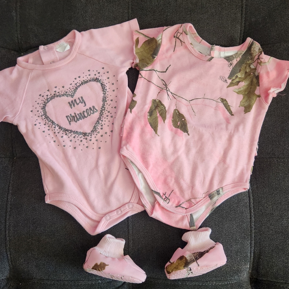Charming Pink Baby Bodysuit Set with Booties